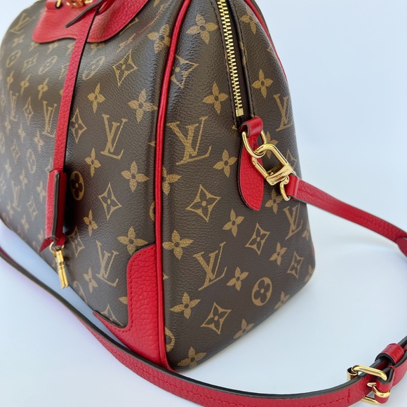 Authentic✅Louis Vuitton Retiro Monogram Red Satchel Duffle Crossbody Canvas - Picture 14 of 14